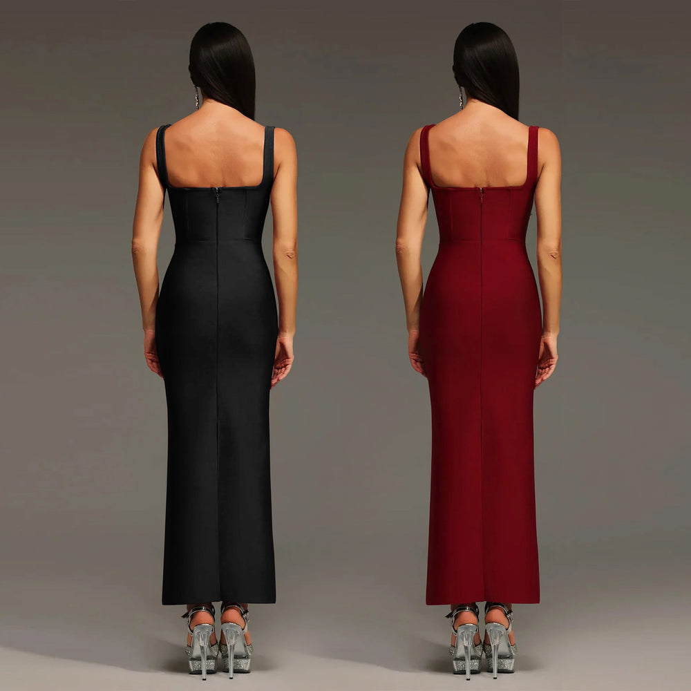 C7657 cross-border   fashion women's elegant rhinestone strap backless dress