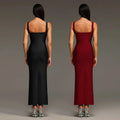 C7657 cross-border   fashion women's elegant rhinestone strap backless dress