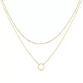 European and american cross-border wholesale jewelry minimalist round ring double layer necklace copper bead chain clavicle chain gold circle pendant necklace