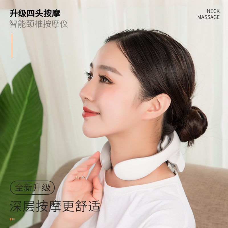 Cervical spine massager - new shoulder & neck pulse therapy device, rechargeable heated neck support, cervical spine massager
