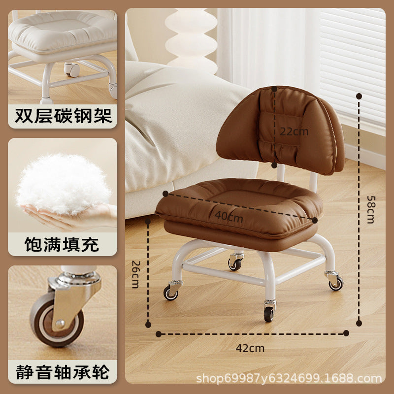 Raised universal wheel, small stool, silent backrest chair, pulley, low stool with baby bench, beautiful seam stool, shoe change household
