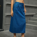 Fashion cross-border foreign trade    washed slit button denim skirt mid-length skirt women's trendy