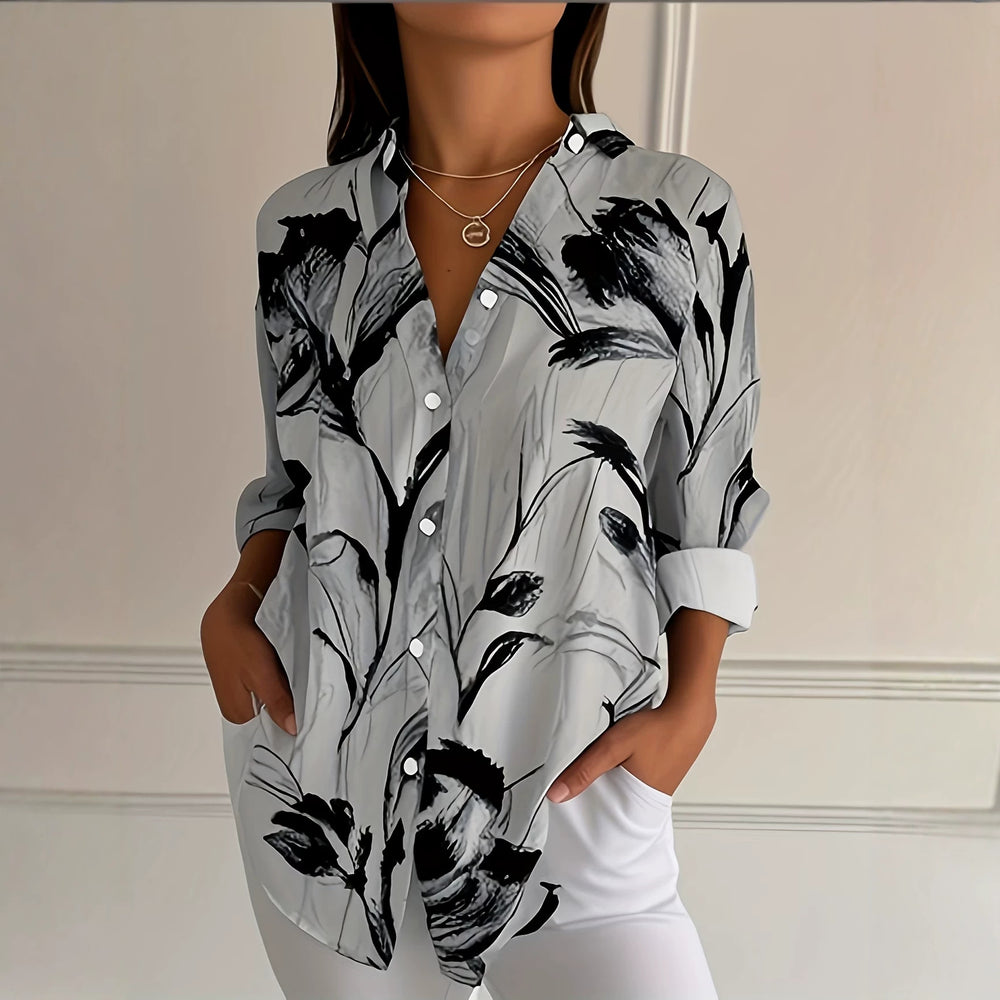 wholesale women's long-sleeved shirts, trendy all-season shirts with popular cross-border print designs, dropshipping available