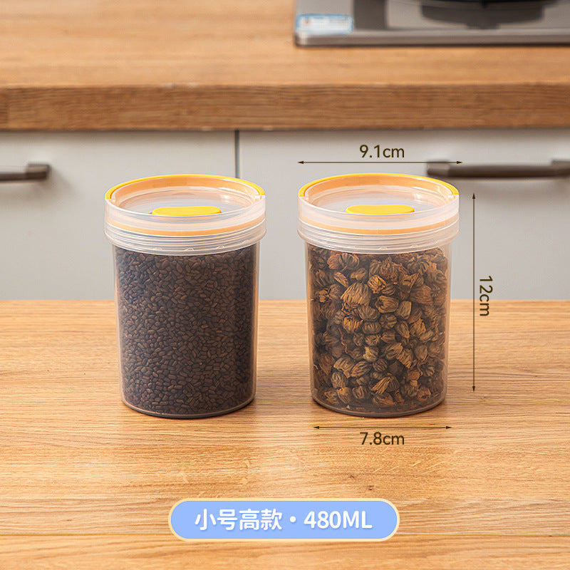 Kitchen plastic transparent grain jar fresh-keeping spices scented tea tangerine peel sealed jar food grade portable round storage box