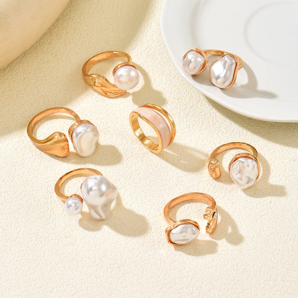 Wholesale faux pearl ring sets - european & american style, vintage baroque, stackable, unique design, knuckle rings