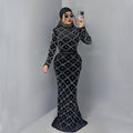 C7618 cross-border   fashion women's elegance hot diamond bubble beads tops long skirt two-piece set
