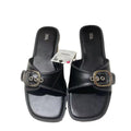 Za2024autumnew arrival one-piece strap back hollow outwear sandals black buckle flats sandals breathable casual
