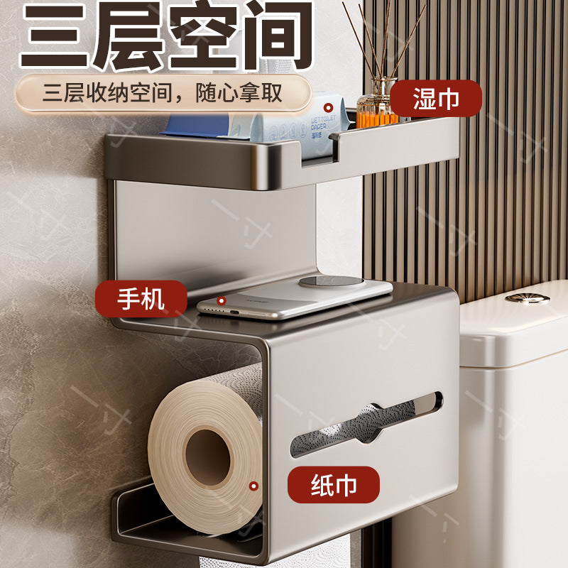 Household toilet No punching suction cup Toilet paper rack Bathroom toilet tissue box Wall hanging Toilet paper storage box