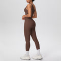 New arrival: cross-border brushed microfiber seamless tank top & leggings set - pocketed activewear for running, fitness, and yoga (two-piece)