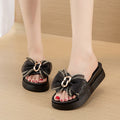 5cm thick sole popular bowknot slippers women's summer outwear soft sole non-slipfashion fairy style flip flops