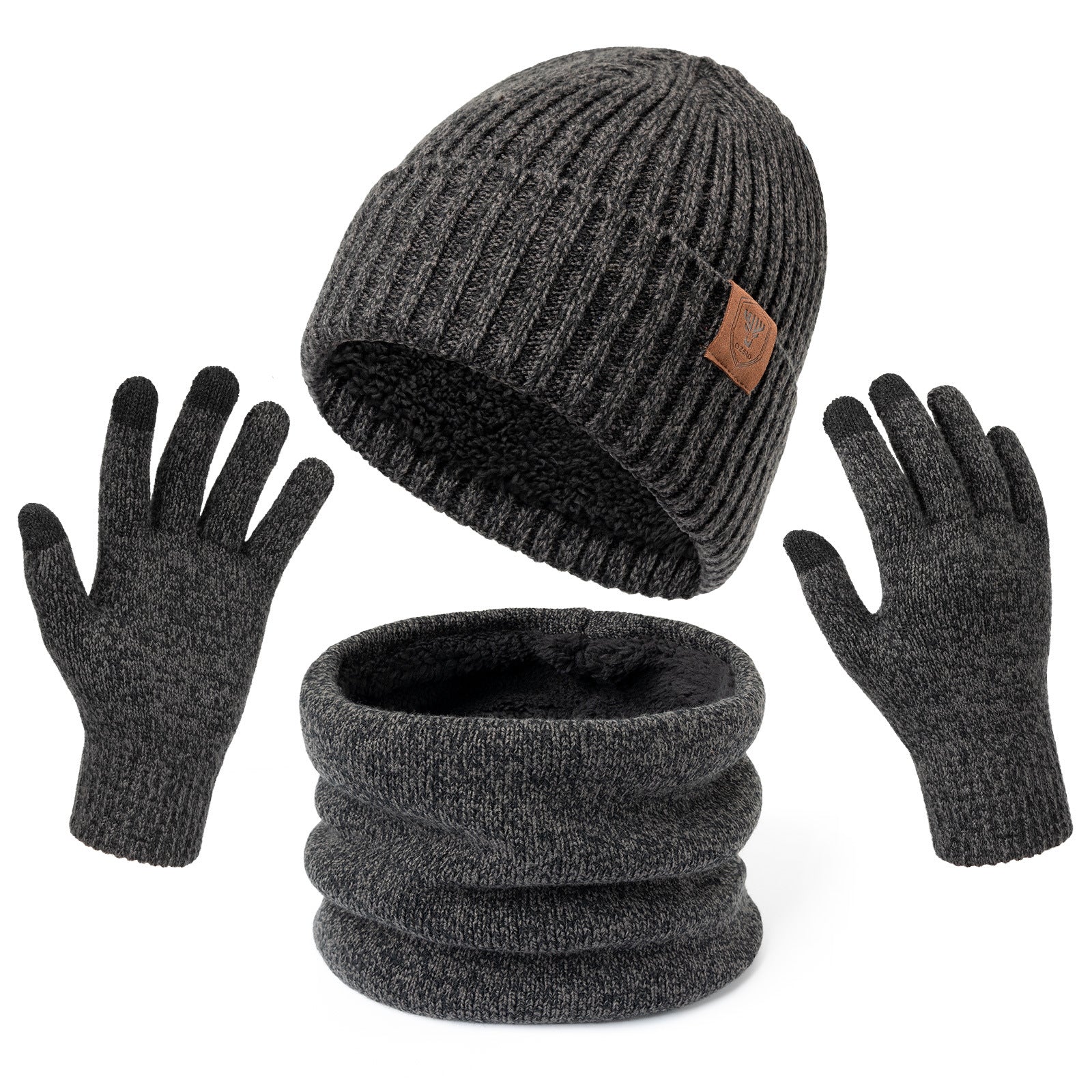 Cross-border knitted hat, scarf, gloves three-piece set, adult autumn and winter cold-proof and warm hat, scarf gift box set
