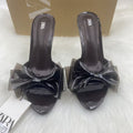 Za 2024 summer new women's pink bow high heel mules - round toe, open back, stiletto heel sandals
