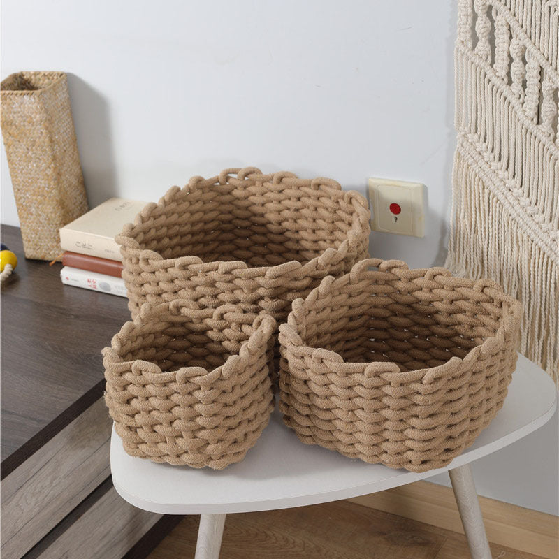 Desktop cotton rope woven storage basket large basket home finishing cosmetics mask remote control sundries snack box