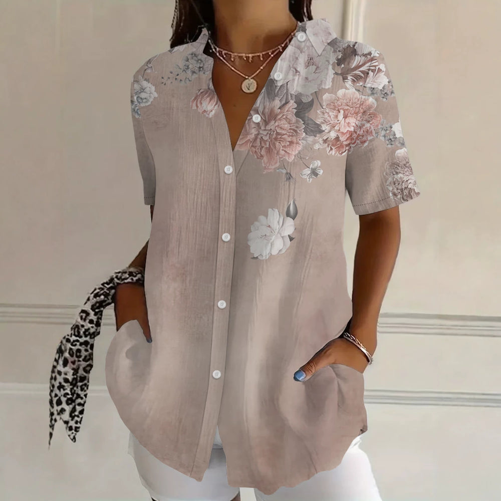 wholesale women's short-sleeved shirts, trendy shirt with hot-selling cross-border print designs, dropshipping available