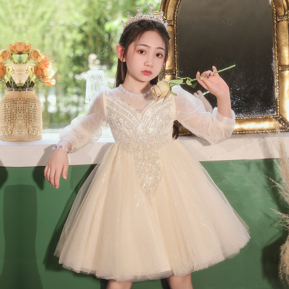 Girls' dresses wedding dresses piano performance flower girl dresses hostess dresses little girls' princess birthday performance outfits new