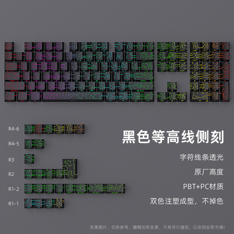 spot black powder pbt contour 4.0 side engraved keycap original height 130 two-color small complete set of cracks