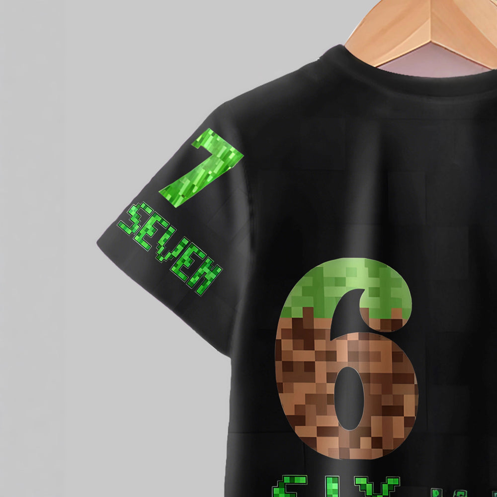"stylish digital 67 print," perfect for summer wear, boys' outdoor sports t-shirt set
