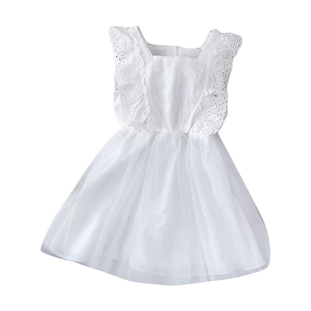 Dropshipping children's clothing: summer dreamy fairy princess dress for little girls and toddlers - solid white mesh dress