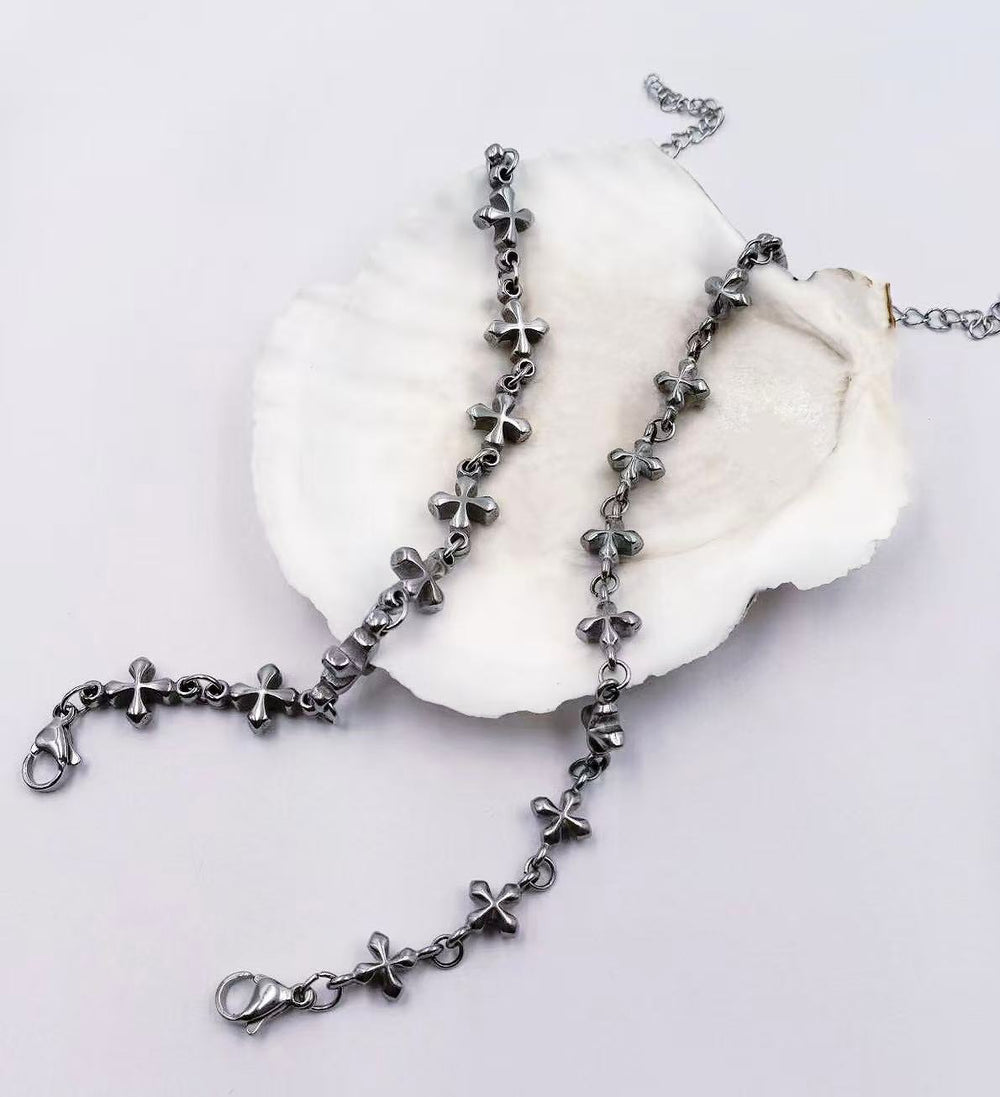 hot-selling cross patchwork necklace for men, punk style, hip-hop, versatile bracelet, european and american niche jewelry, trendy