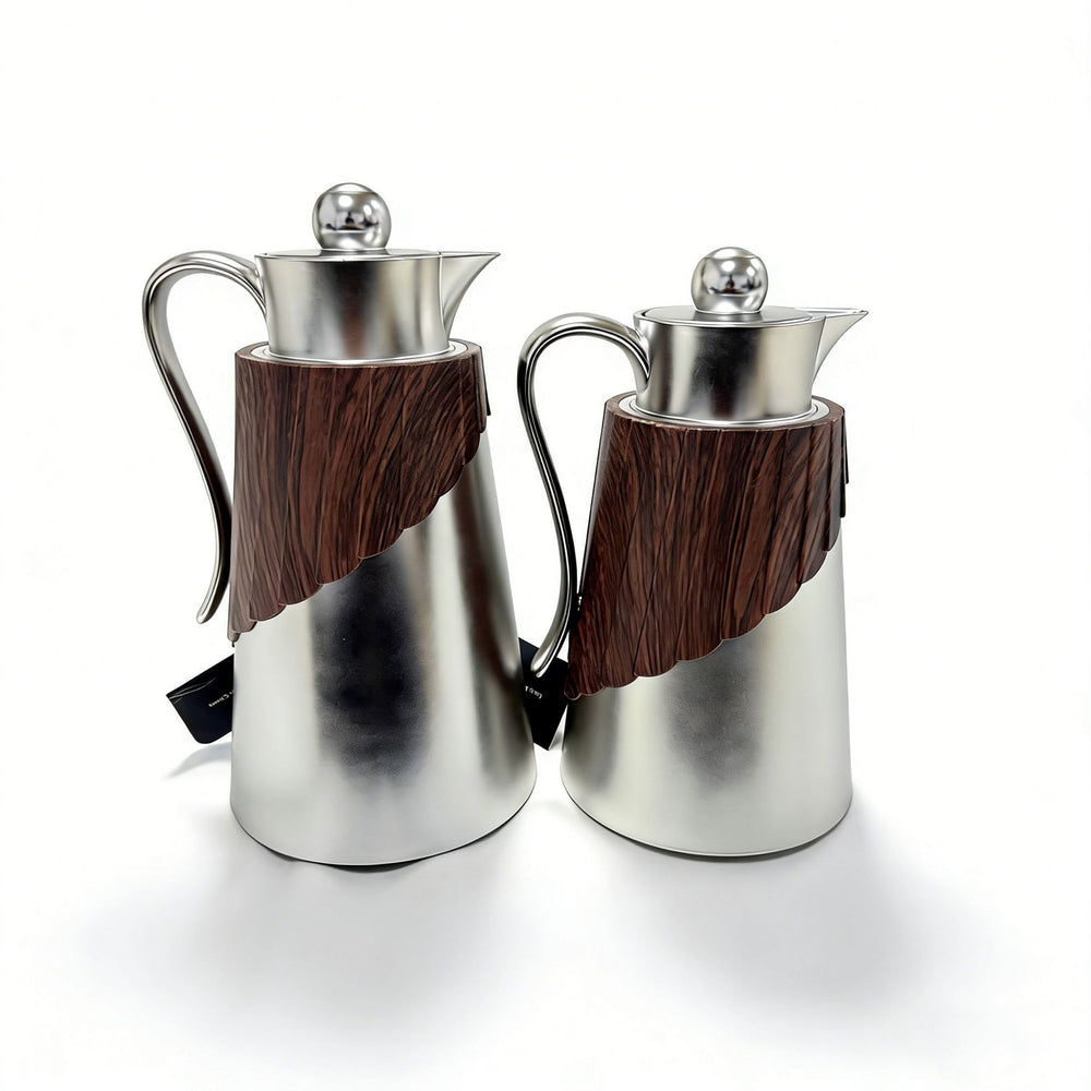 Factory price 2pcs insulated kettle new arrivalaccessible luxury wood grain stainless steel long-lasting lock insulated kettle export hot selling