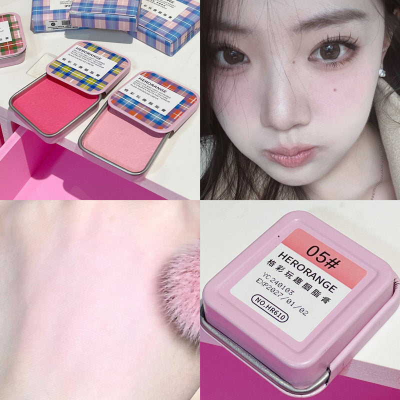 HERORANGE~ Small Iron Box Jelly Blush Mud Cream Pure Desire Cute Natural Nude Makeup Student Matte Whitening Rouge