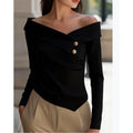 fashionexport women's clothing autumeleganceelegant one-shoulder bottomlong sleevesshirt