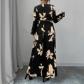 Amazon cross-border wholesale fashionable european and american style women's printed v-neck waist-defining dress