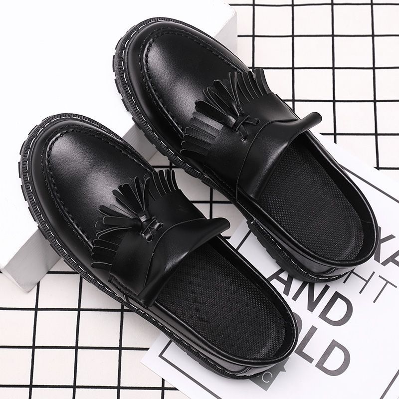 Spring/summer men's leather shoes - versatile casual slip-ons, black work shoes, korean style martin boots, men's loafers