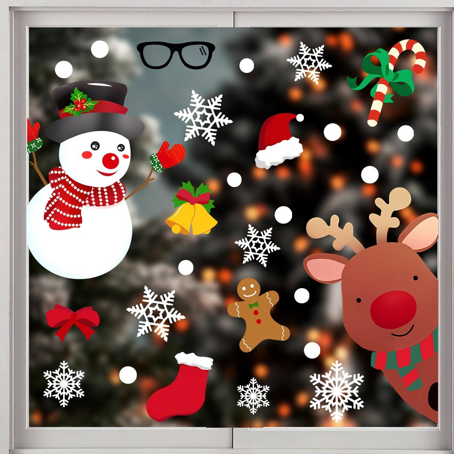 Cross-border   wall sticker Santa Claus snowman holiday glass window decoration sticker Glue-free static sticker
