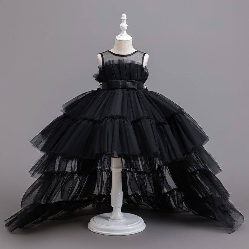 hot seller: girls' train dress - high-low mesh party dress for girls' birthday princess party -