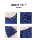girl skirt suit blue bell sleeve topslace hem lace skirt retro style kids skirt