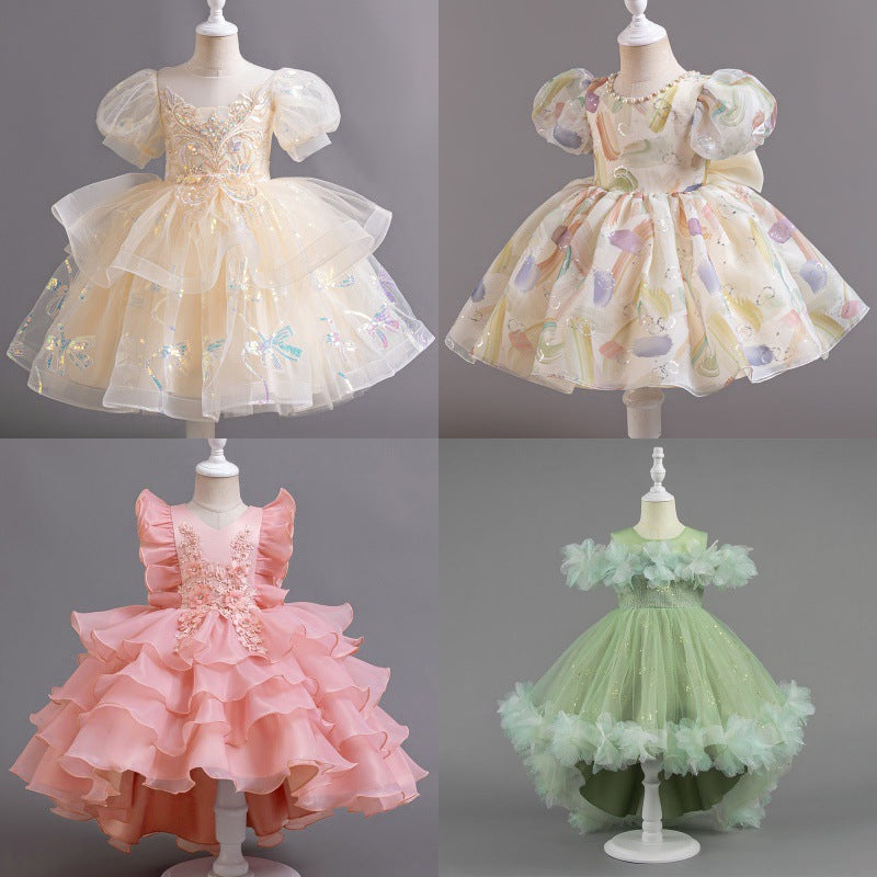 Kids princess dress baby girl first birthday dress summer dress flower girl wedding dress dress  clothing supply tutu skirt