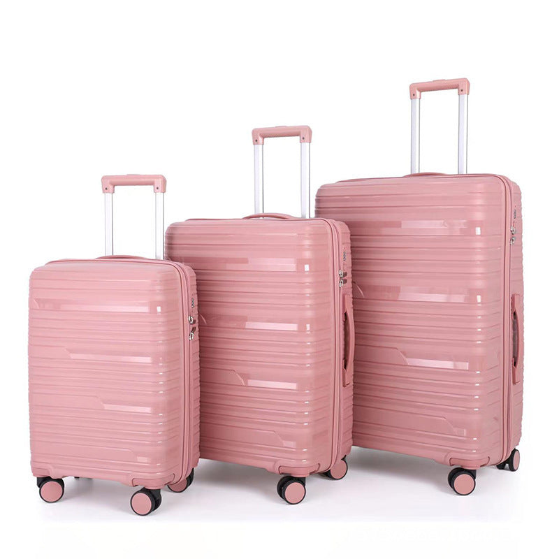 PP zipper box  set three sets of four trolley case sinking handle sinking lock color scheme explosion-proof rag factory wholesale