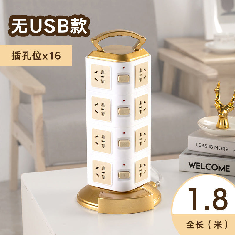Smart vertical socket with usb mobile phone charging strip multi-functional plug-in board for home creative stereo plug-in cable