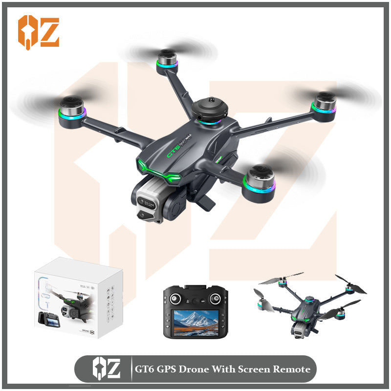 Gt6 drone: gps auto-return, hd aerial photography, extended flight time, brushless motor, 5.64inch large screen remote control aircraft