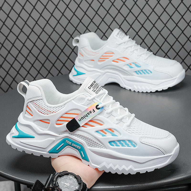 Men's spring breathable 2025 new versatile mesh athletic casual running height increasing black dad shoes - trendy ins style