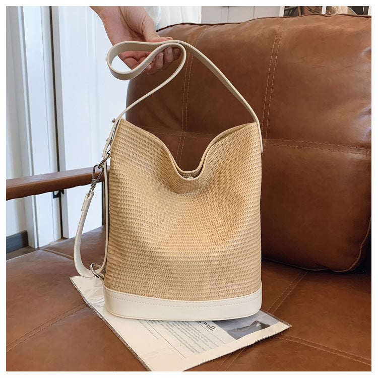 Cross-border 2025 spring and summer new woven women's bags shoulder bags backpacks portable bento bags lunch box bags small handbags