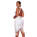 supply of fashionfashion high collar halter sleeveless hip-covering waist sexy hot diamond beaded tassel short skirt big sale