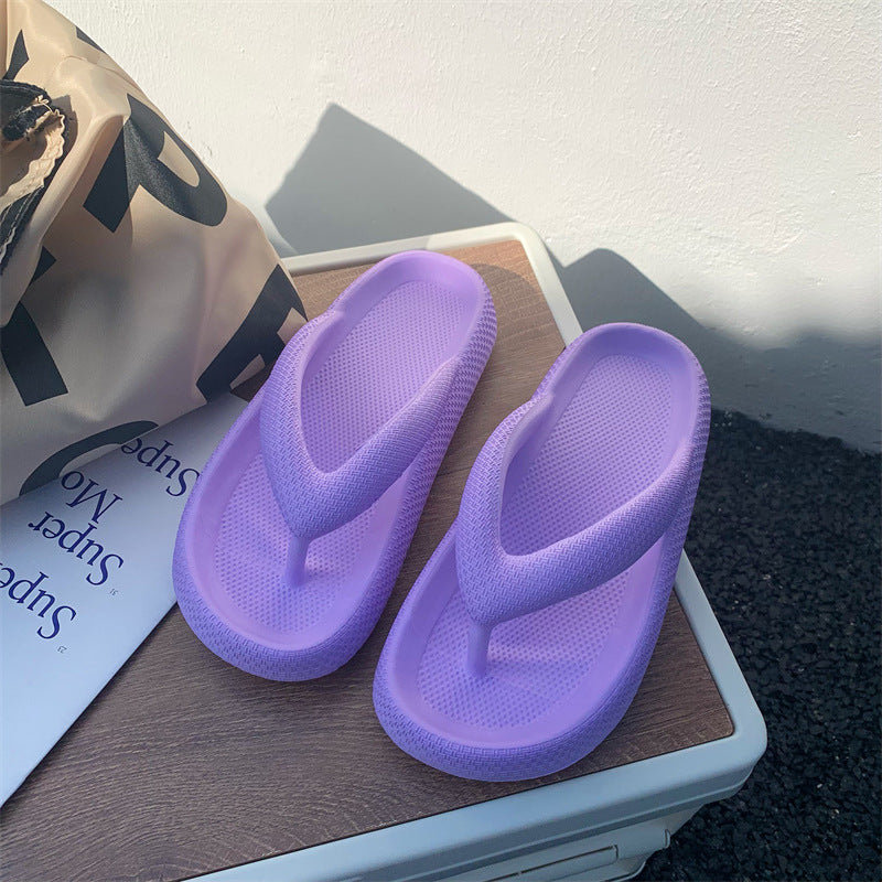 Women's summer flip-flops: thick-soled eva high-elastic rubber & plastic casual beach thong sandals - cross-border hot seller, lightweight & comfortable