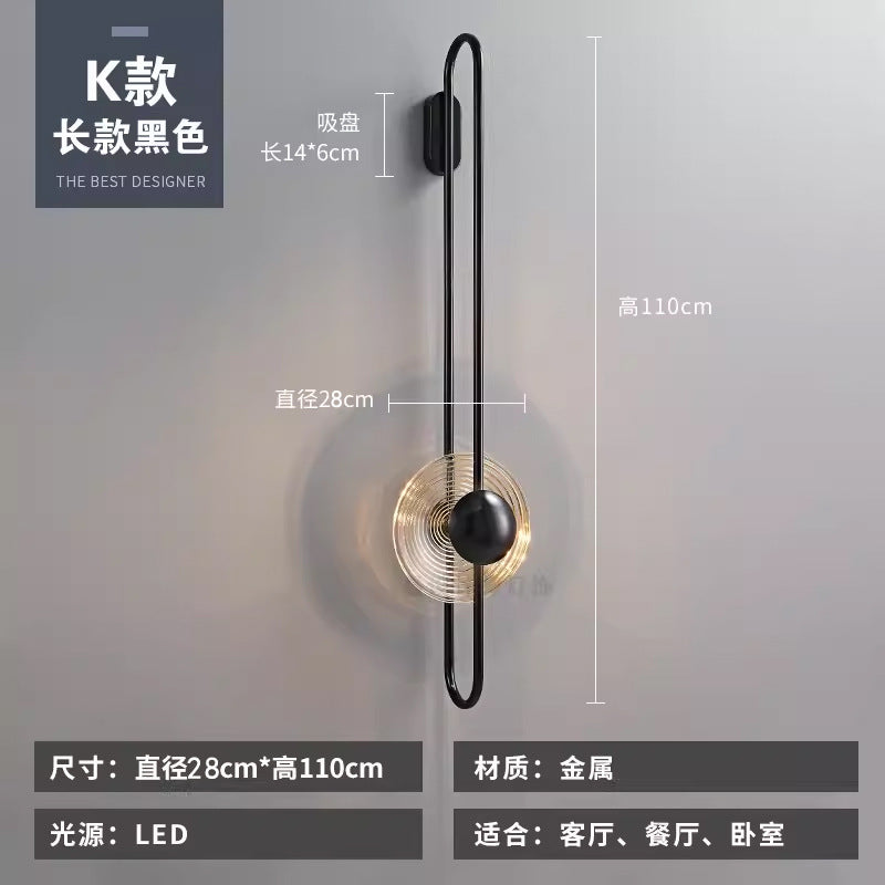 Modern minimalist wall sconce, long style, solid brass, for living room backdrop, hallway, aisle, glass ripple bedside, project wall lighting