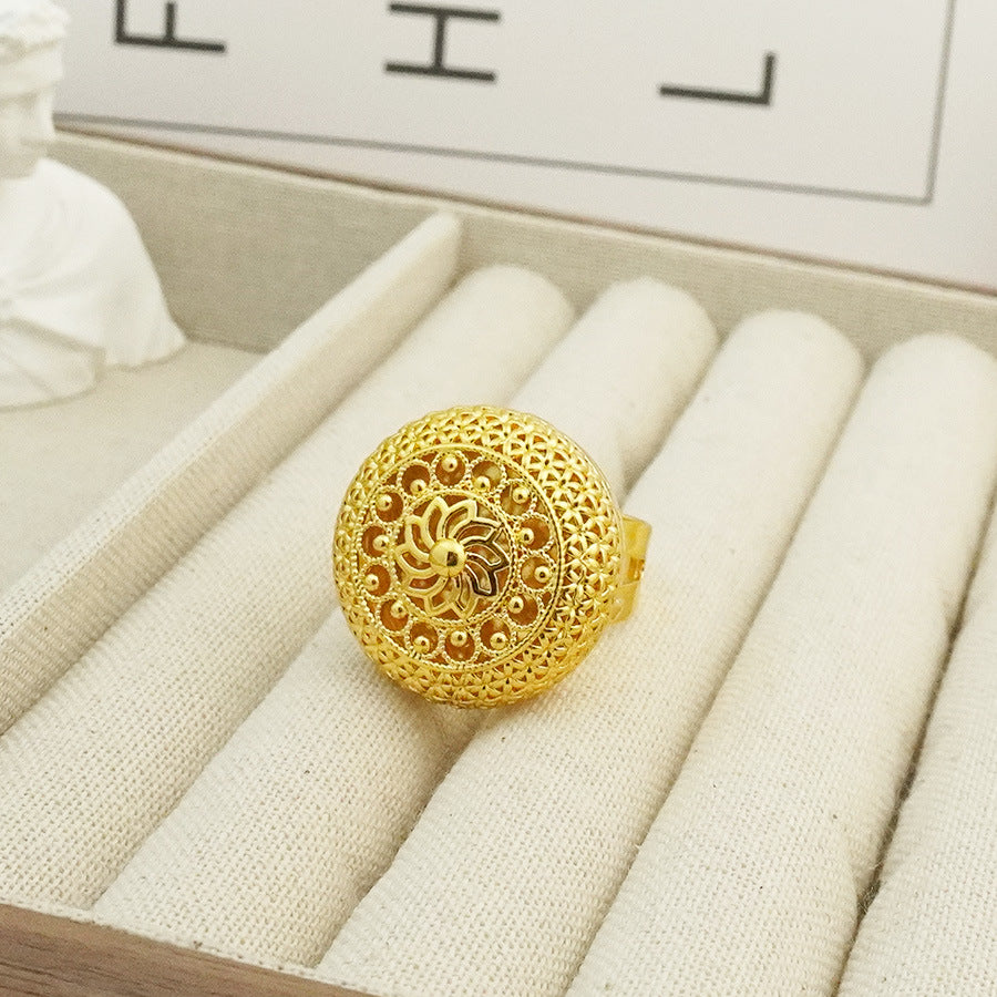 Women's fashion luxury hollow out floral ring adjustable size bridal wedding birthday party, christmas gift
