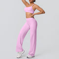 Sexy suspender back high waist hip lifting loosestraight-leg sports pants suit quick-drying running yoga fitness wear for women