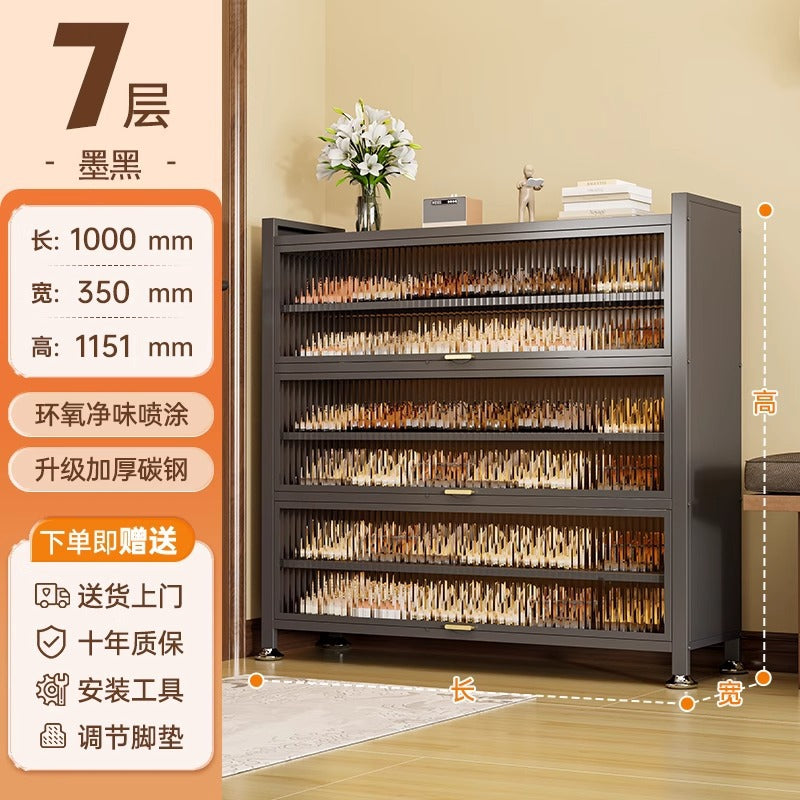 Shoe cabinet steel for home door all-in-one multi-layer dust-proof shoe rack entrance large-capacity storage cabinet metal storage shelf