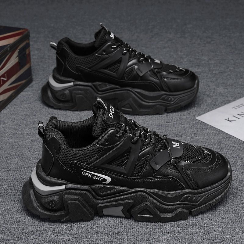 Popular men's shoes winter youth mesh sneakers running boys trendy brand black warrior dad shoes to increase height