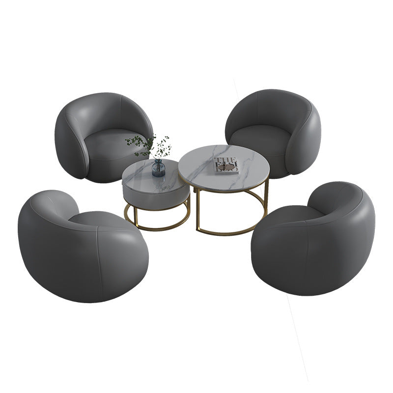 New arrival creative leather sofa combination coffee table yuanbao bread sofa business club reception negotiation sofa