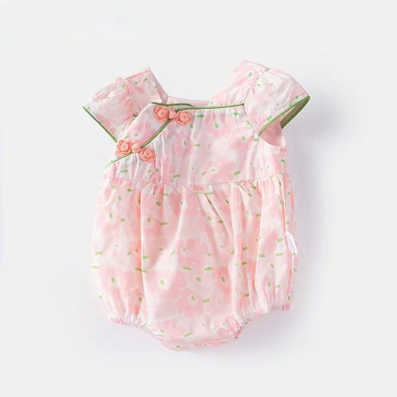Summergirlnew arrivalflorals short-sleeved butt-covering korean stylenew arrivalbaby girl cute stylekids summer clothing rompers