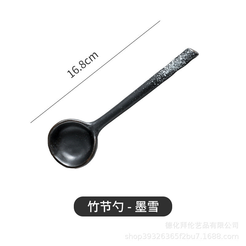 Large soup spoon for home ceramic spoon long handle soup drinking high temperature resistant spoon creative japanese large spoon spoon porridge spoon