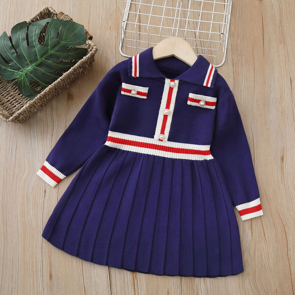 fall/winter new girls' dress, autumn children's sweater dress, stylish baby girl preppy princess dress