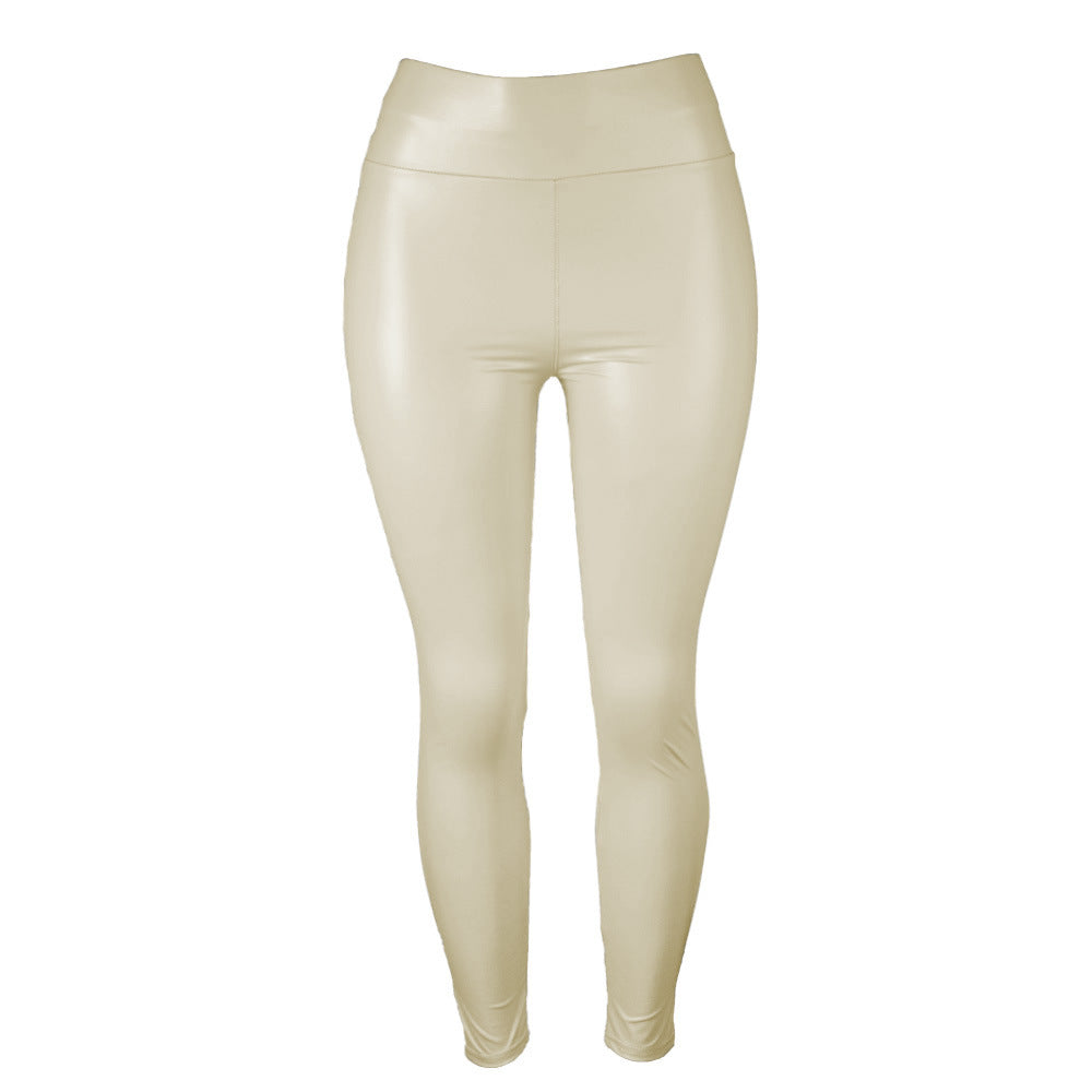 Ebay  new arrival glossy pu leather pants for women - european and american sexy high-waisted leather leggings, pencil pants, slimming effect