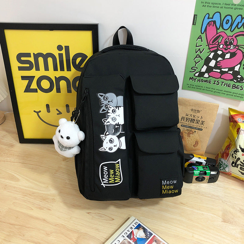 New Korean multi-functional dual-purpose thickened fabric schoolbag Internet celebrity lazy wind dirt-resistant di y large-capacity backpack